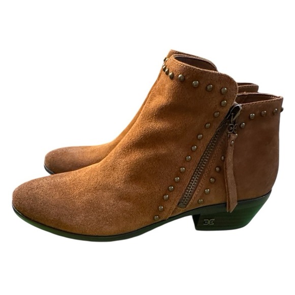 Sam Edelman Paola Size 7 1/2 Brown Suede Ankle Boot Western Studded Southwestern - Picture 1 of 13